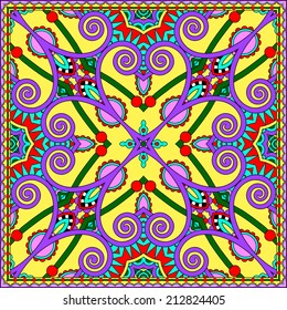 Traditional ornamental floral paisley bandanna. You can use this pattern in the design of carpet, shawl, pillow, cushion