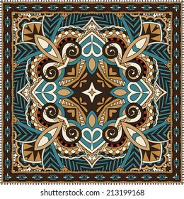 Traditional ornamental floral paisley bandanna. You can use this pattern in the design of carpet, shawl, pillow, cushion