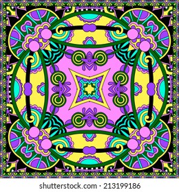 Traditional ornamental floral paisley bandanna. You can use this pattern in the design of carpet, shawl, pillow, cushion