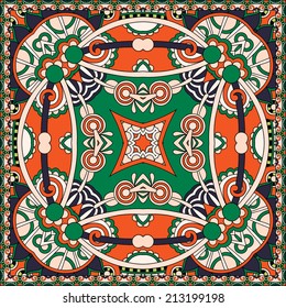 Traditional ornamental floral paisley bandanna. You can use this pattern in the design of carpet, shawl, pillow, cushion
