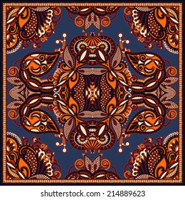 Traditional ornamental floral paisley bandanna. You can use this pattern in the design of carpet, shawl, pillow, cushion
