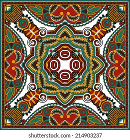 Traditional ornamental floral paisley bandanna. You can use this pattern in the design of carpet, shawl, pillow, cushion, vector illustration