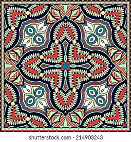 Traditional ornamental floral paisley bandanna. You can use this pattern in the design of carpet, shawl, pillow, cushion, vector illustration