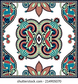 Traditional ornamental floral paisley bandanna. You can use this pattern in the design of carpet, shawl, pillow, cushion, vector illustration