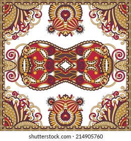 Traditional ornamental floral paisley bandanna. You can use this pattern in the design of carpet, shawl, pillow, cushion, vector illustration