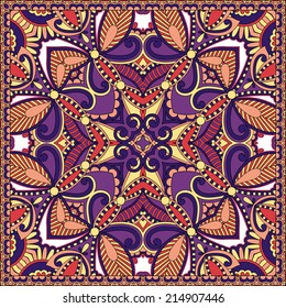 Traditional ornamental floral paisley bandanna. You can use this pattern in the design of carpet, shawl, pillow, cushion, vector illustration