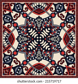 Traditional ornamental floral paisley bandanna. You can use this pattern in the design of carpet, shawl, pillow, cushion, vector illustration