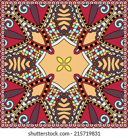 Traditional ornamental floral paisley bandanna. You can use this pattern in the design of carpet, shawl, pillow, cushion, vector illustration
