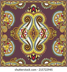 Traditional ornamental floral paisley bandanna. You can use this pattern in the design of carpet, shawl, pillow, cushion, vector illustration