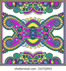 Traditional ornamental floral paisley bandanna. You can use this pattern in the design of carpet, shawl, pillow, cushion, vector illustration