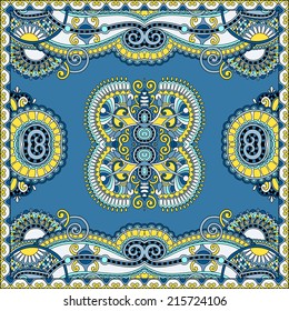 Traditional ornamental floral paisley bandanna. You can use this pattern in the design of carpet, shawl, pillow, cushion. Vector illustration