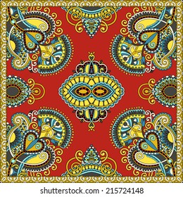 Traditional ornamental floral paisley bandanna. You can use this pattern in the design of carpet, shawl, pillow, cushion, vector illustration