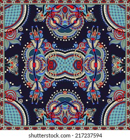 Traditional ornamental floral paisley bandanna. You can use this pattern in the design of carpet, shawl, pillow, cushion, vector illustration