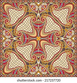 Traditional ornamental floral paisley bandanna. You can use this pattern in the design of carpet, shawl, pillow, cushion, vector illustration