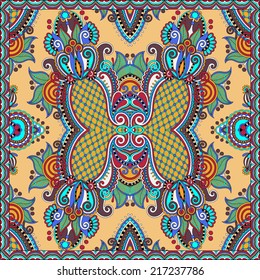 Traditional ornamental floral paisley bandanna. You can use this pattern in the design of carpet, shawl, pillow, cushion, vector illustration