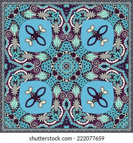 Traditional ornamental floral paisley bandanna. Square ornament. You can use this pattern in the design of carpet, shawl, pillow, cushion, vector illustration