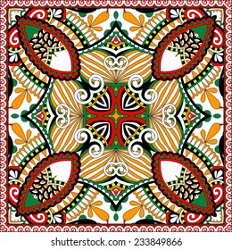 Traditional ornamental floral paisley bandanna. You can use this pattern in the design of carpet, shawl, pillow, cushion