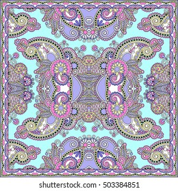 Traditional ornamental floral paisley bandanna. You can use this pattern in the design of carpet, shawl, pillow, cushion, vector illustration