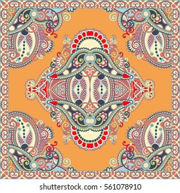 Traditional ornamental floral paisley bandanna. You can use this pattern in the design of carpet, shawl, pillow, cushion, vector illustration