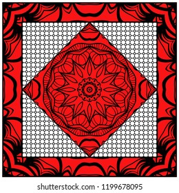 Traditional ornamental floral pattern for fashion print. Ethnic mandala decoration. For fashion print, bandanna, tablecloth, neck scarf.