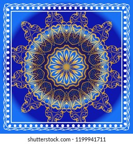 Traditional ornamental floral pattern for fashion print. Ethnic mandala decoration. For fashion print, bandanna, tablecloth, neck scarf. Traditional ornamental floral pattern for fashion print. Ethnic mandala decoration. For fashion print, bandanna, tablecloth, neck scarf.