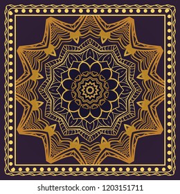 Traditional ornamental floral pattern for fashion print. Ethnic mandala decoration. For fashion print, bandanna, tablecloth, neck scarf.