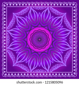 Traditional ornamental floral pattern for fashion print. Ethnic mandala decoration. For fashion print, bandanna, tablecloth, neck scarf.