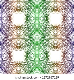 Traditional Ornamental Floral Pattern For Fashion Print. Ethnic Mandala Decoration. Blue, green color. Vector illustration.