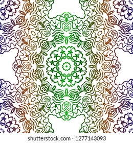 Traditional Ornamental Floral Pattern For Fashion Print. Ethnic Mandala Decoration. Blue, green color. Vector illustration.