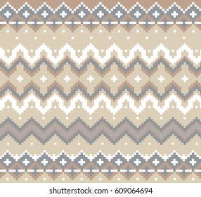 Traditional ornamental norwegian pattern for jacquard knit and embroidery cross stitch. Geometric ethnic spokes fashion Christmas sweater and scarf design, winter background card - vector