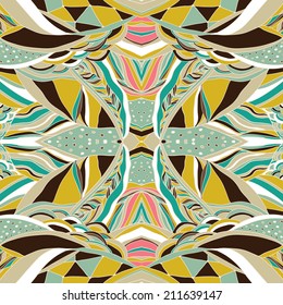  Traditional ornamental paisley bandanna. Hand drawn background with artistic pattern. Bright colors. Seamless pattern can be used for wallpaper, fills, background