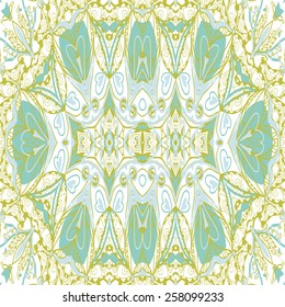 Traditional ornamental paisley bandanna. Hand drawn background with artistic pattern.  Seamless pattern can be used for wallpaper, fills, background.
