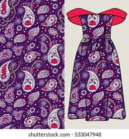 Traditional ornamental paisley bandanna. You can use this pattern in the design of carpet, shawl, pillow, cushion. Boho hippie style