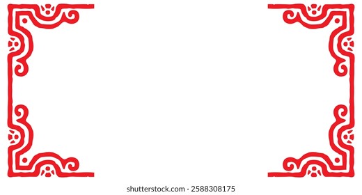 Traditional Ornamental Red Border Vector Design.