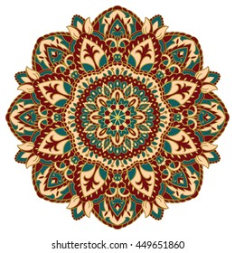Traditional ornamental round pattern. Vector floral mandala.