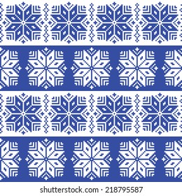 Traditional ornamental winter navy knitted pattern - Nordic style 