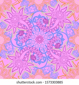 Traditional ornaments of oriental patterns in texture illustrations