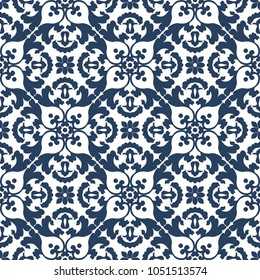 Traditional ornate decorative tiled pattern. Ornamental seamless background. Arabic retro wallpaper. Vector illustration