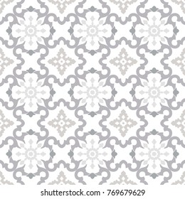 Traditional ornate decorative tiled pattern. Ornamental seamless background. Arabic retro wallpaper. Vector illustration