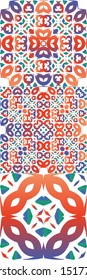 Traditional ornate mexican talavera. Bathroom design. Kit of vector seamless patterns. Red abstract backgrounds for web backdrop, print, pillows, surface texture, wallpaper, towels.