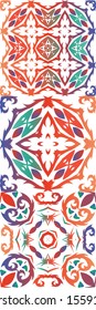 Traditional ornate mexican talavera. Bathroom design. Set of vector seamless patterns. Red abstract backgrounds for web backdrop, print, pillows, surface texture, wallpaper, towels.
