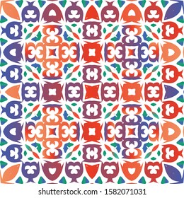 Traditional ornate mexican talavera. Bathroom design. Vector seamless pattern concept. Red abstract background for web backdrop, print, pillows, surface texture, wallpaper, towels.