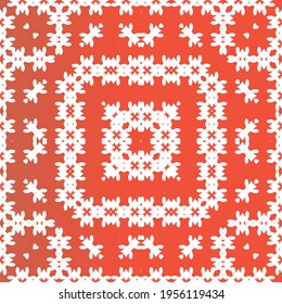 Traditional ornate mexican talavera. Bathroom design. Vector seamless pattern illustration. Red abstract background for web backdrop, print, pillows, surface texture, wallpaper, towels.