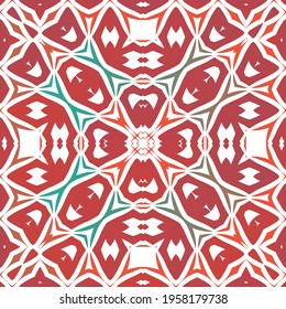 Traditional ornate mexican talavera. Bathroom design. Vector seamless pattern flyer. Red abstract background for web backdrop, print, pillows, surface texture, wallpaper, towels.
