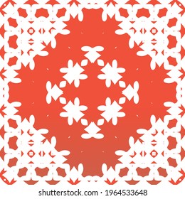 Traditional ornate mexican talavera. Bathroom design. Vector seamless pattern illustration. Red abstract background for web backdrop, print, pillows, surface texture, wallpaper, towels.