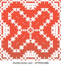 Traditional ornate mexican talavera. Bathroom design. Vector seamless pattern illustration. Red abstract background for web backdrop, print, pillows, surface texture, wallpaper, towels.