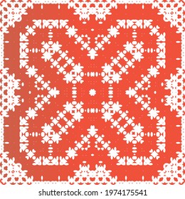 Traditional ornate mexican talavera. Bathroom design. Vector seamless pattern illustration. Red abstract background for web backdrop, print, pillows, surface texture, wallpaper, towels.