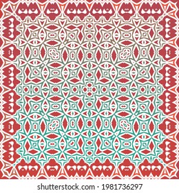 Traditional ornate mexican talavera. Bathroom design. Vector seamless pattern flyer. Red abstract background for web backdrop, print, pillows, surface texture, wallpaper, towels.