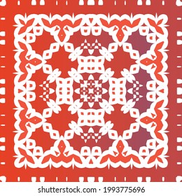 Traditional ornate mexican talavera. Bathroom design. Vector seamless pattern trellis. Red abstract background for web backdrop, print, pillows, surface texture, wallpaper, towels.