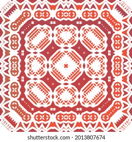 Traditional ornate mexican talavera. Bathroom design. Vector seamless pattern flyer. Red abstract background for web backdrop, print, pillows, surface texture, wallpaper, towels.